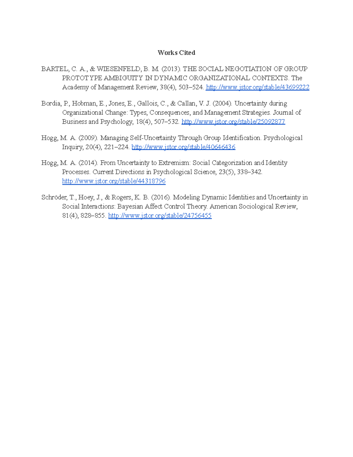 References - Coursework on Group Dynamics and Identity Processes - Studocu