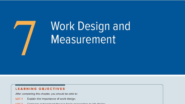Chapter 7: Work Design and Measurement - Key Concepts and Learning ...