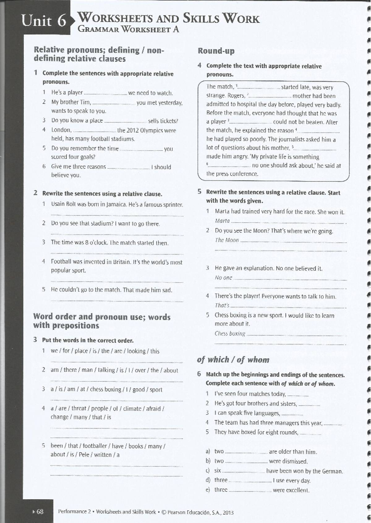 Unit 6 Grammar Worksheets: Defining Relative Clauses - Studocu