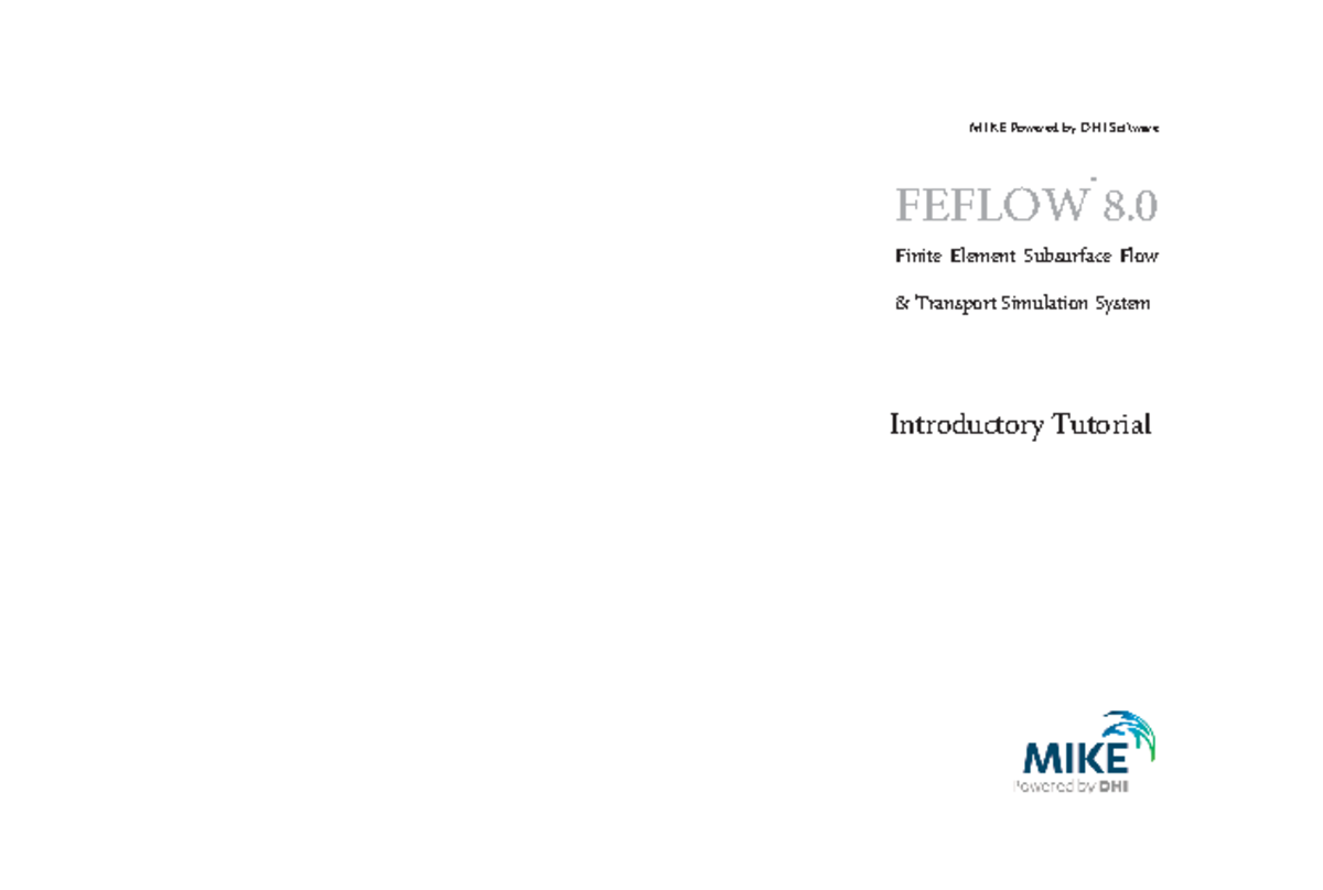 FEFLOW 8.0 Introductory Tutorial - Finite Element Modeling Guide - Studocu