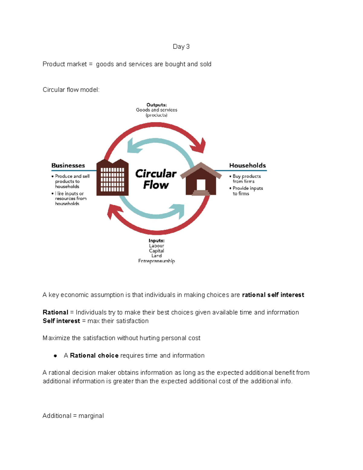Micro Economics Lecture Notes - Day 3: Rational Choice & Circular Flow ...