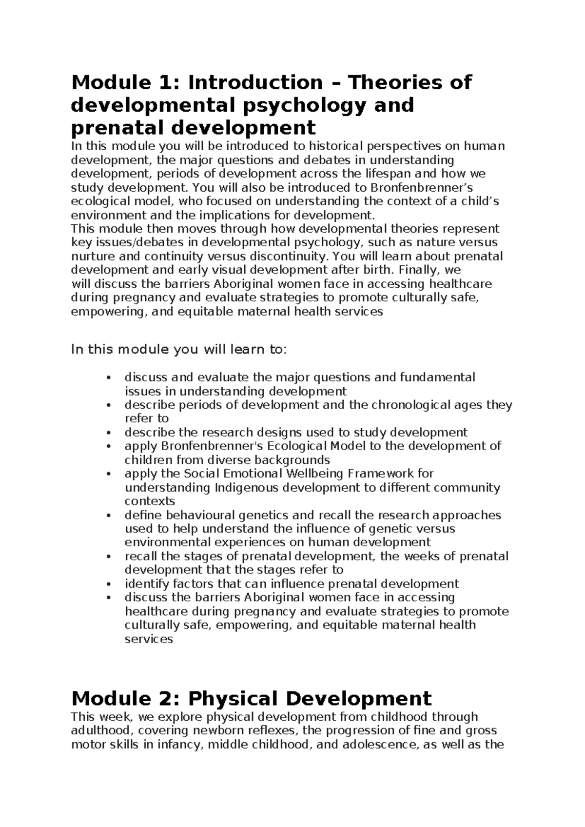 Module 1: Introduction to Developmental Psychology Theories and ...