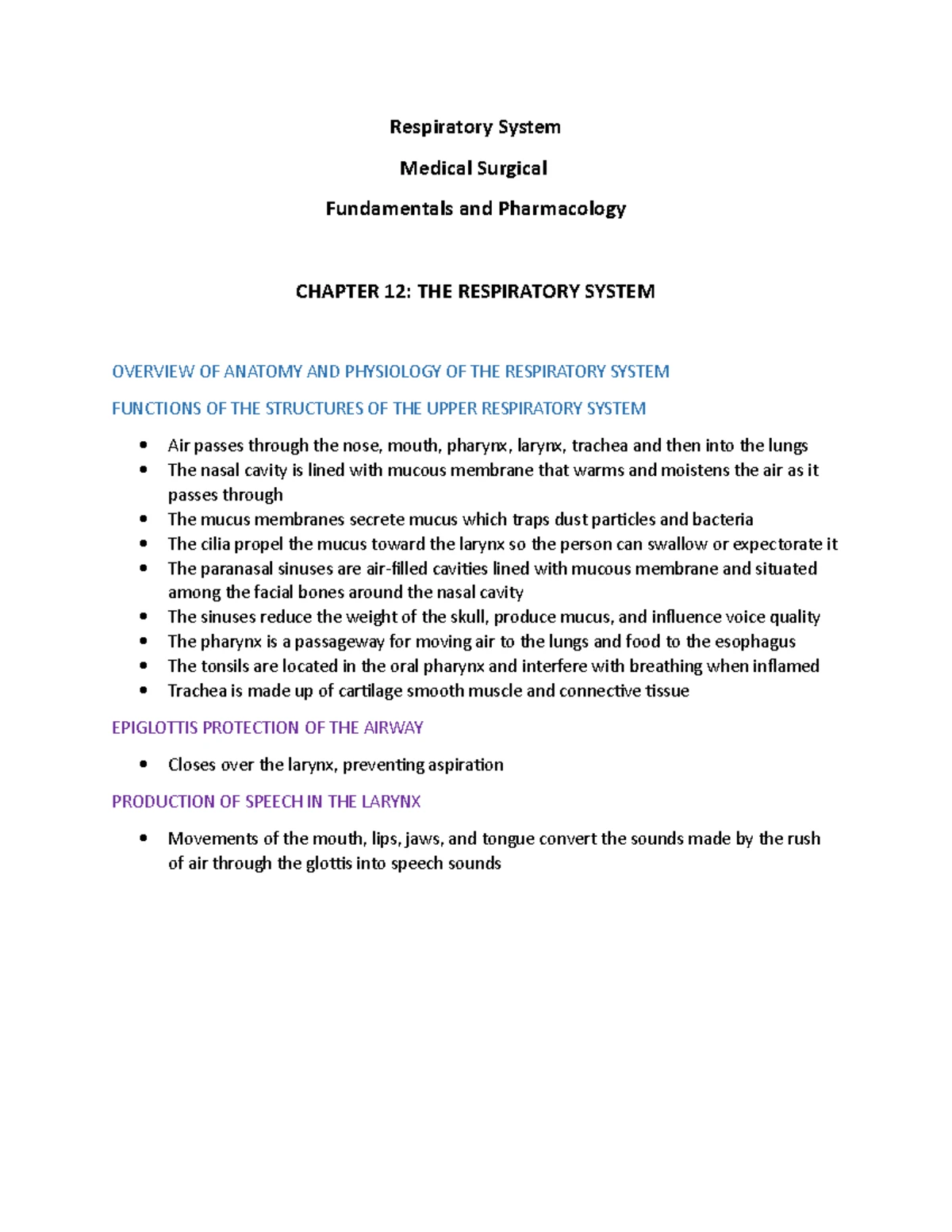 Chapter 25: Respiratory System Intro - Key Terms & Quizlet Flashcards ...