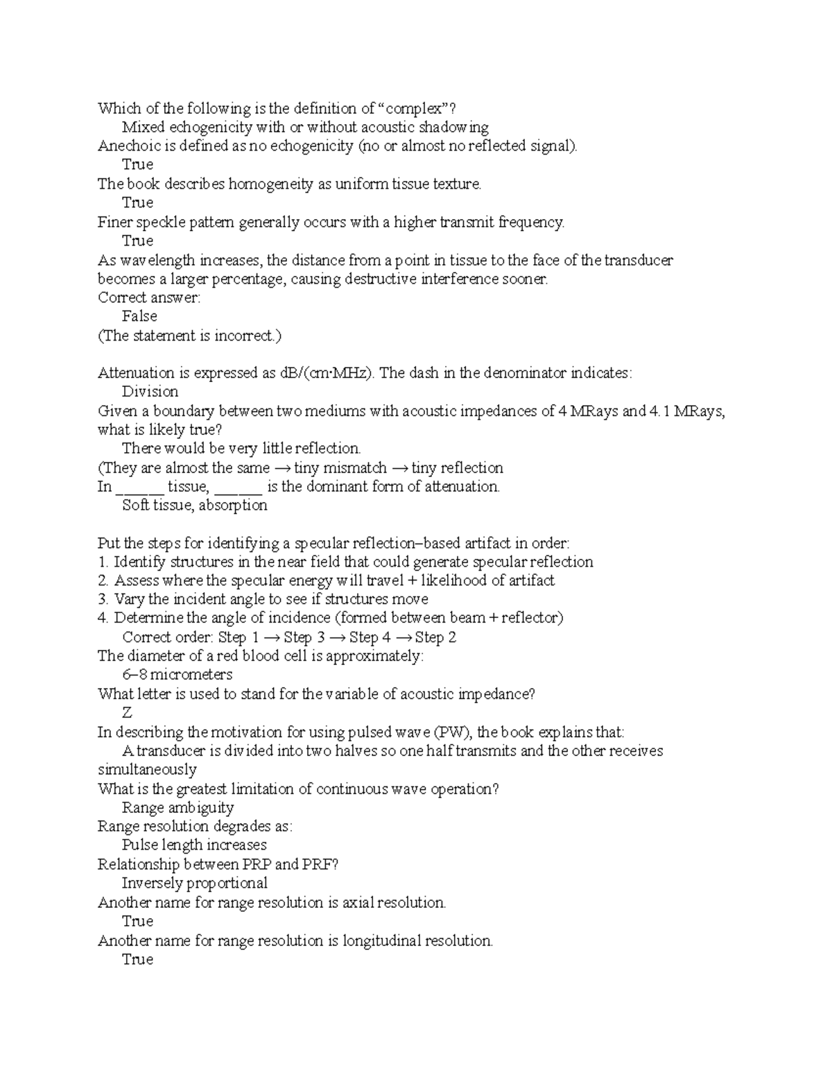 Sonography Concepts: Definition of a Transducer and Related Terms - Studocu