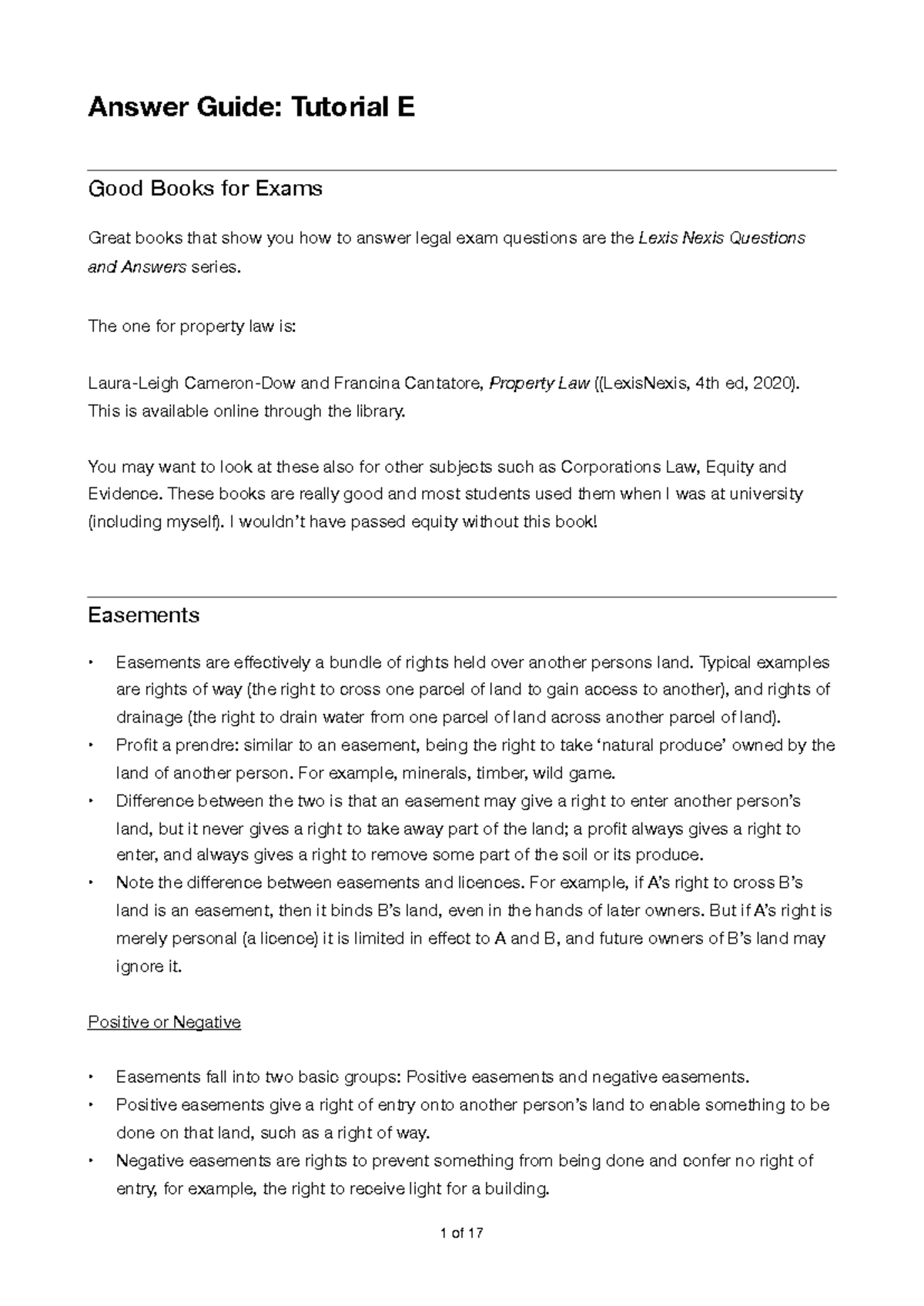 Answer Guide Tutorial E - Answer Guide: Tutorial E Good Books for Exams ...