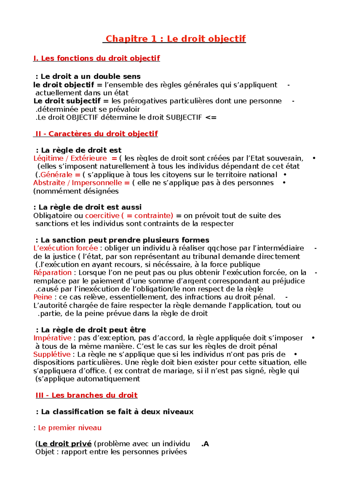 Chapitre 1 - Les Fondements du Droit Objectif en Droit 101 - Studocu