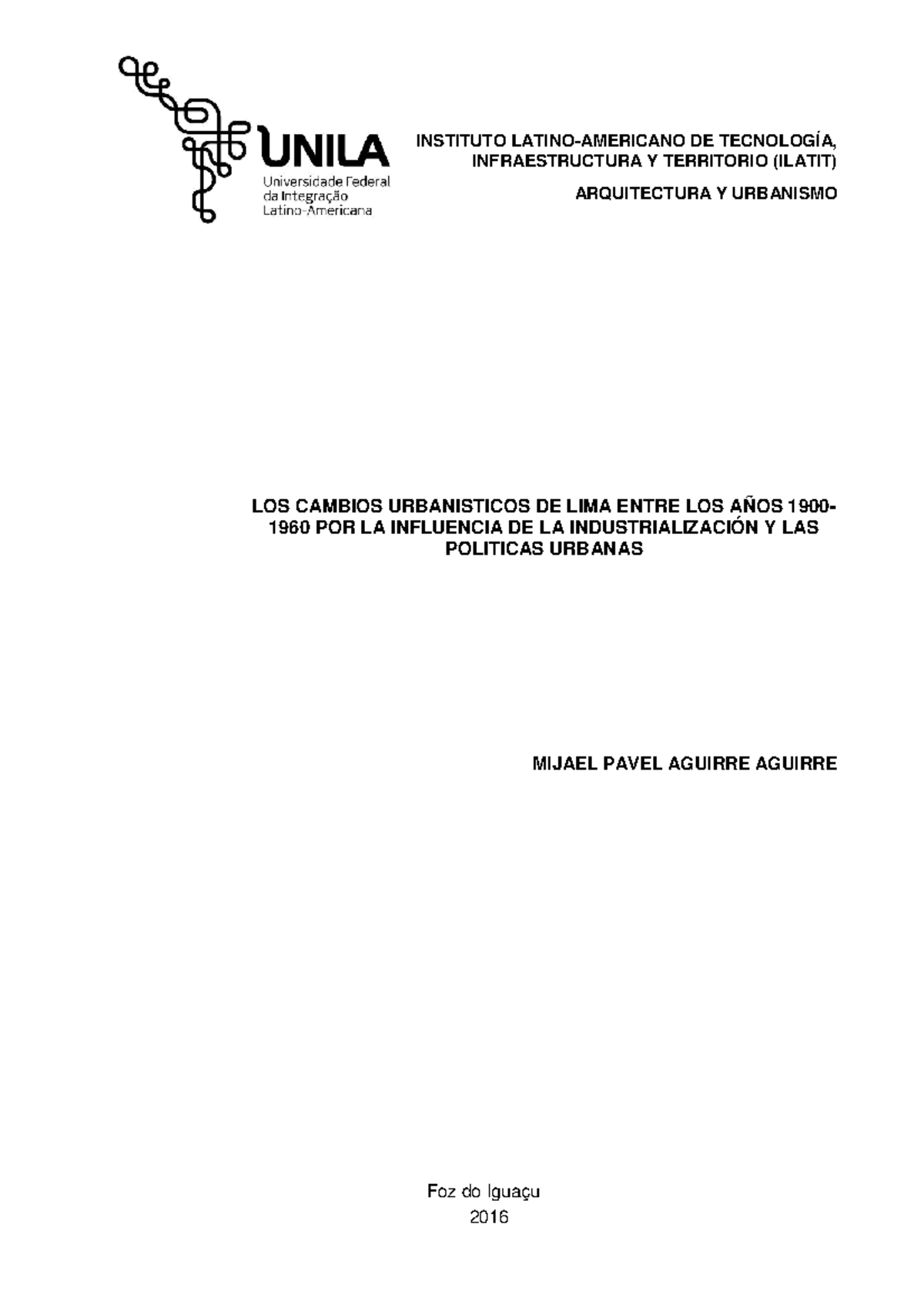 Cambios Urbanísticos en Lima (1900-1960): Influencia de la Industrialización y Políticas Urbanas - Document Preview