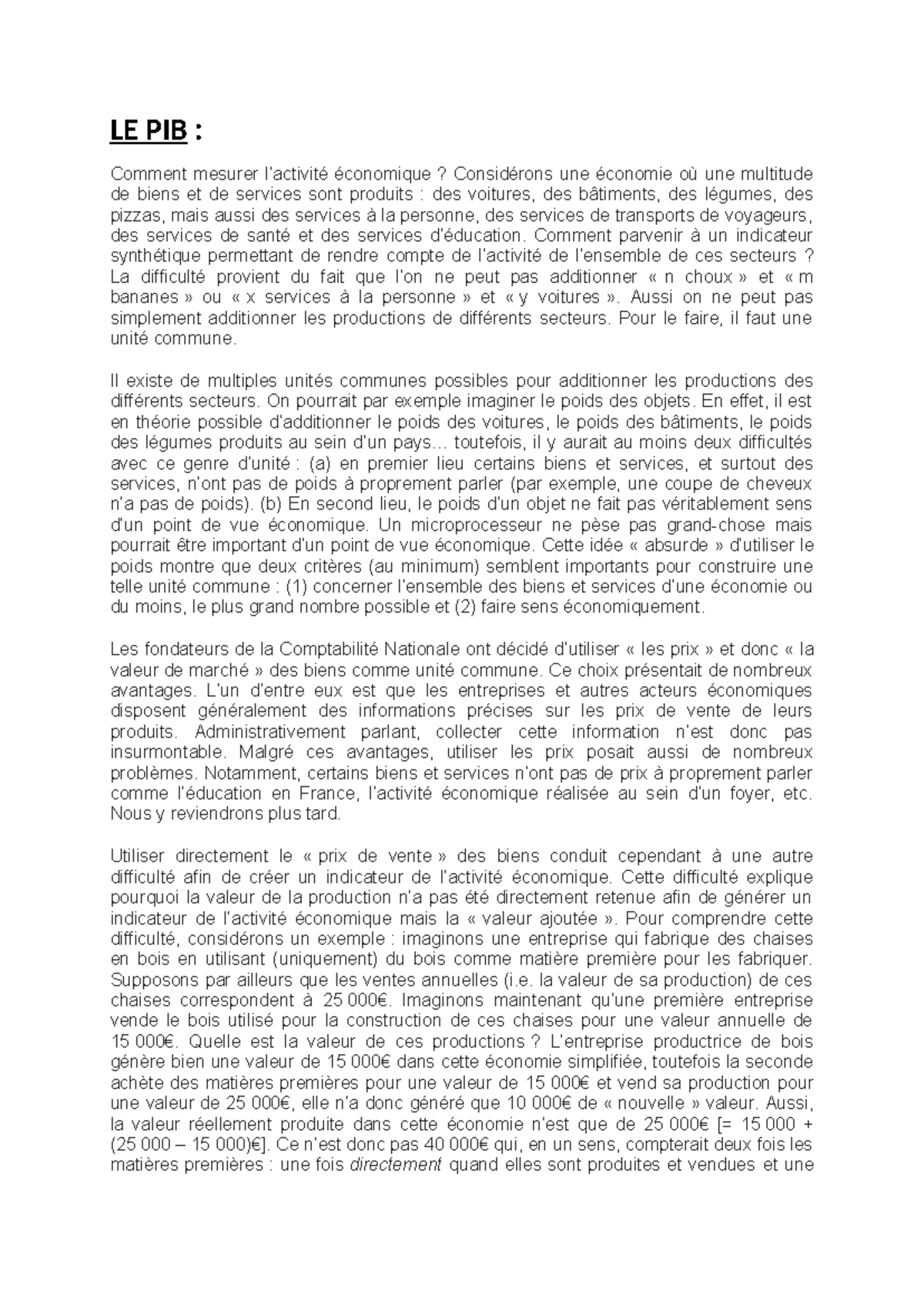 Le PIB : Mesure et Défis Économiques - Cours MACRO - Studocu
