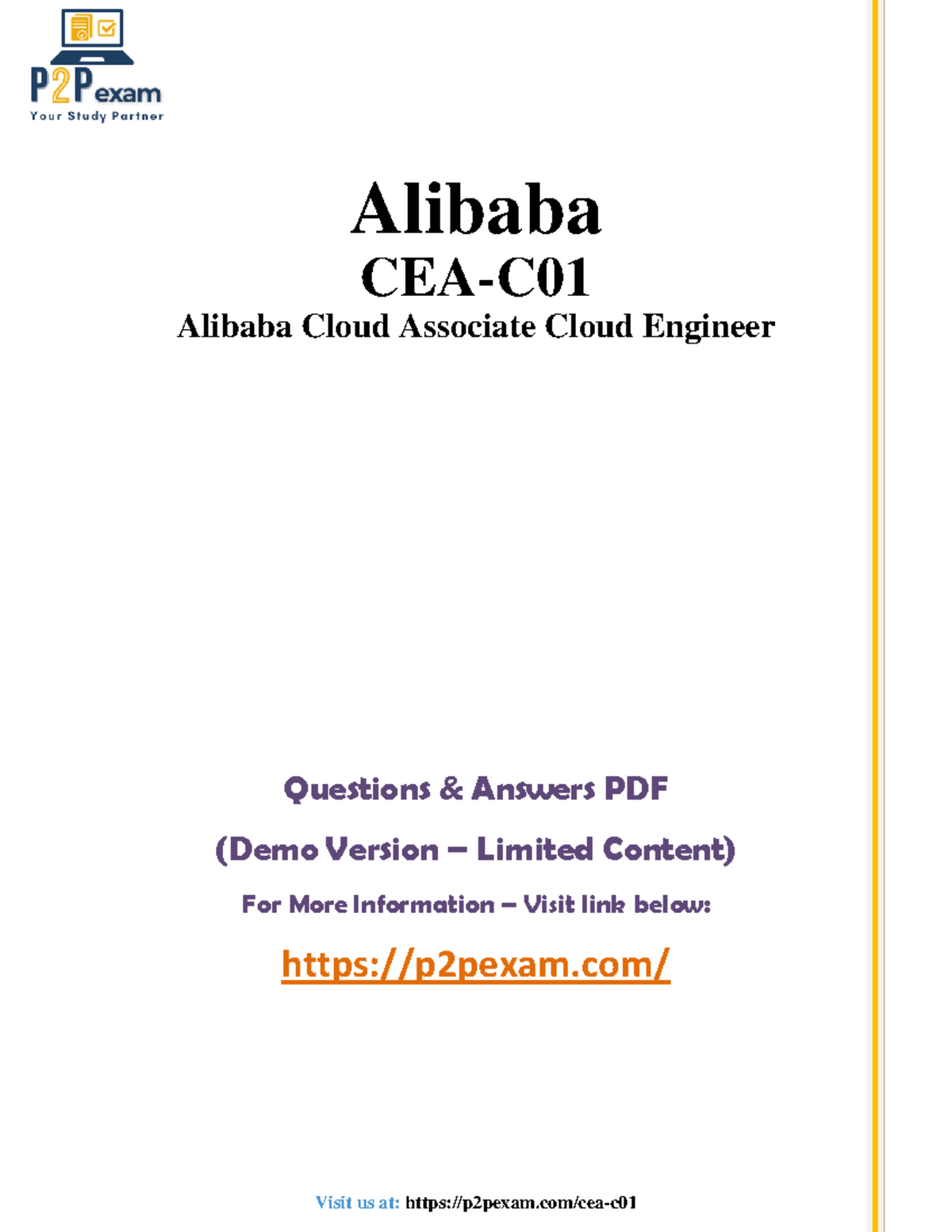 CEA-C01 Alibaba Cloud Associate Cloud Engineer Q&A PDF Dumps - Studocu
