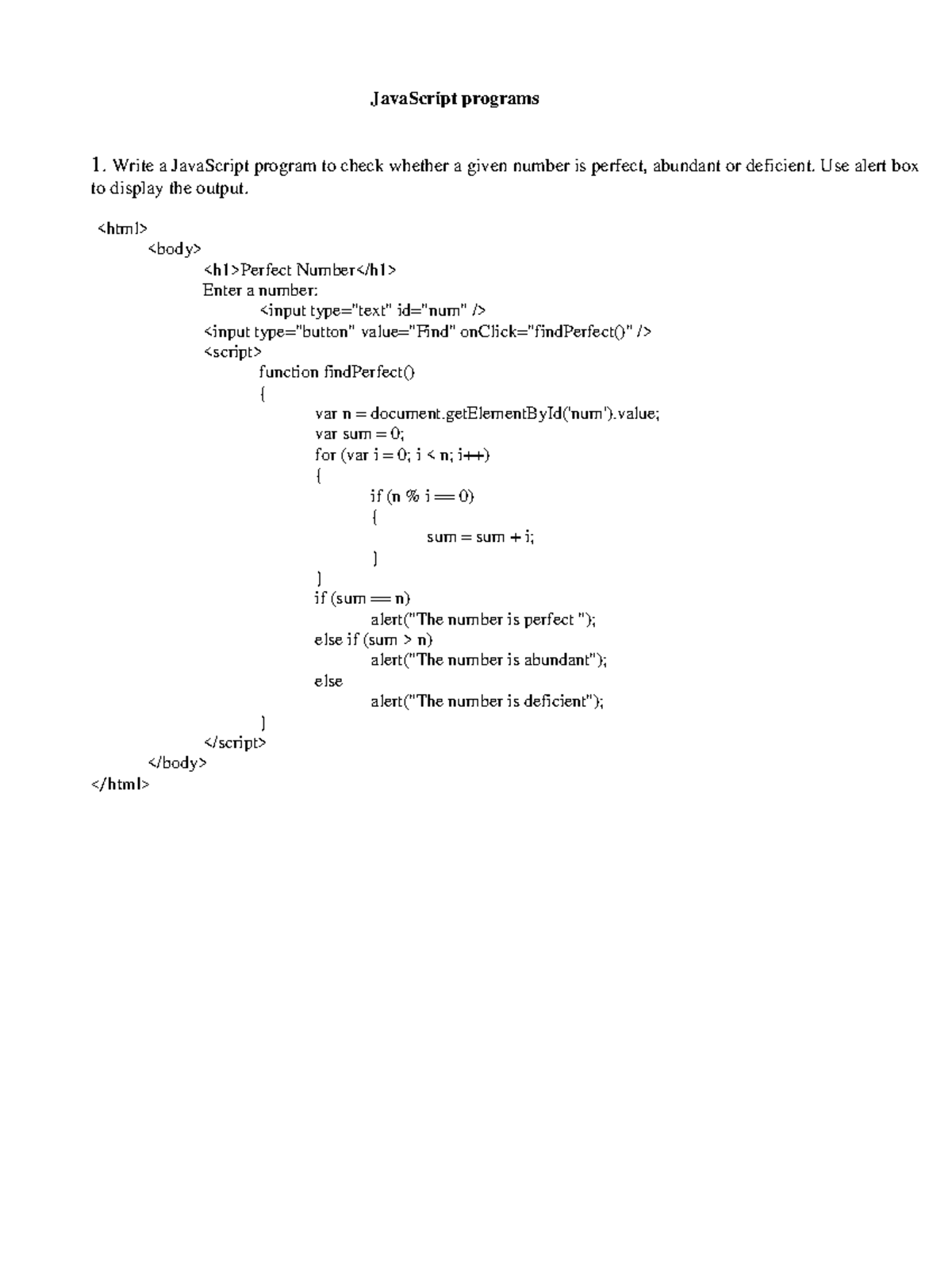 Javascript newlist 2023 - JavaScript programs 1. Write a JavaScript ...