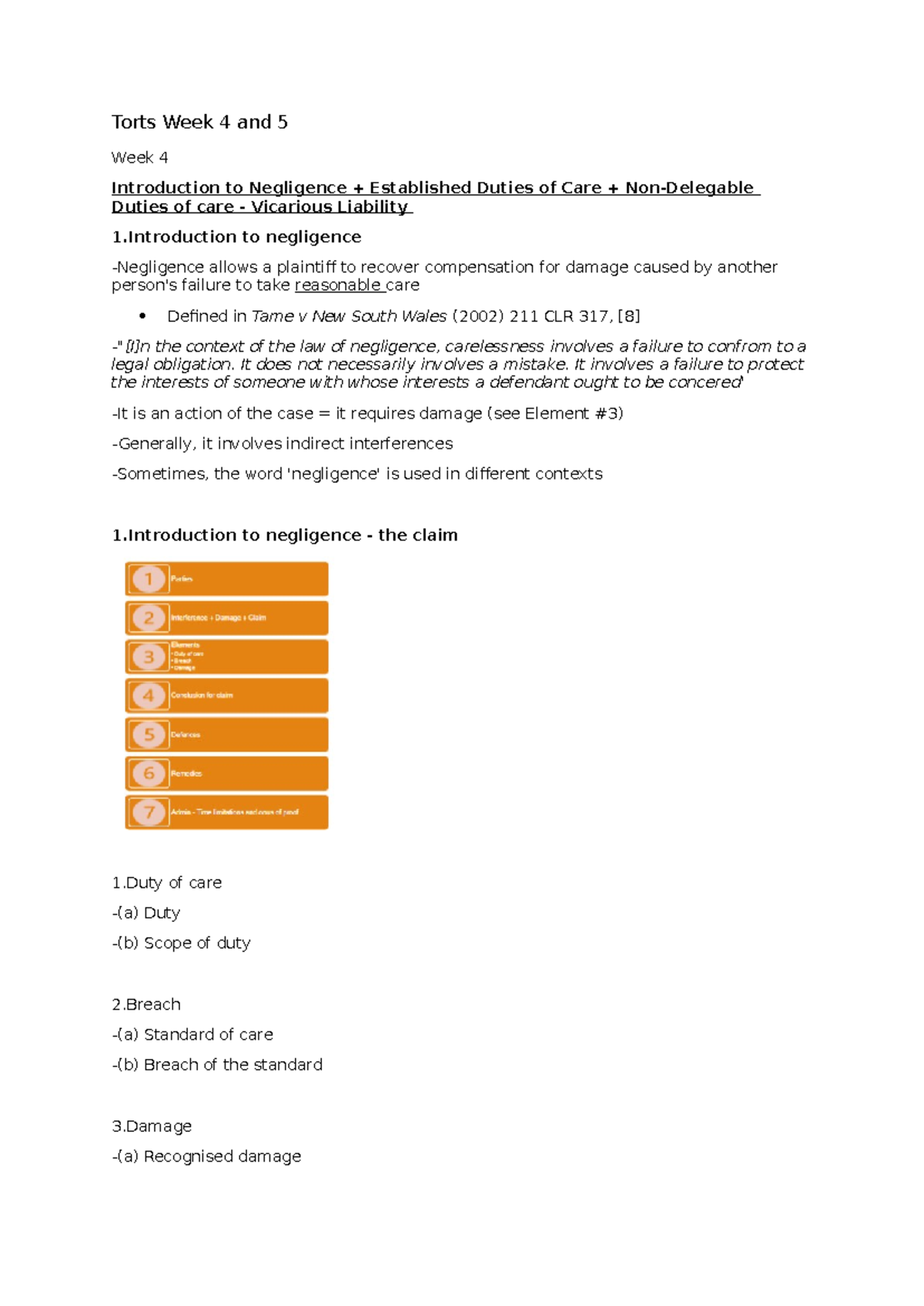 Torts 101: Week 4 & 5 - Introduction to Negligence & Duties of Care ...