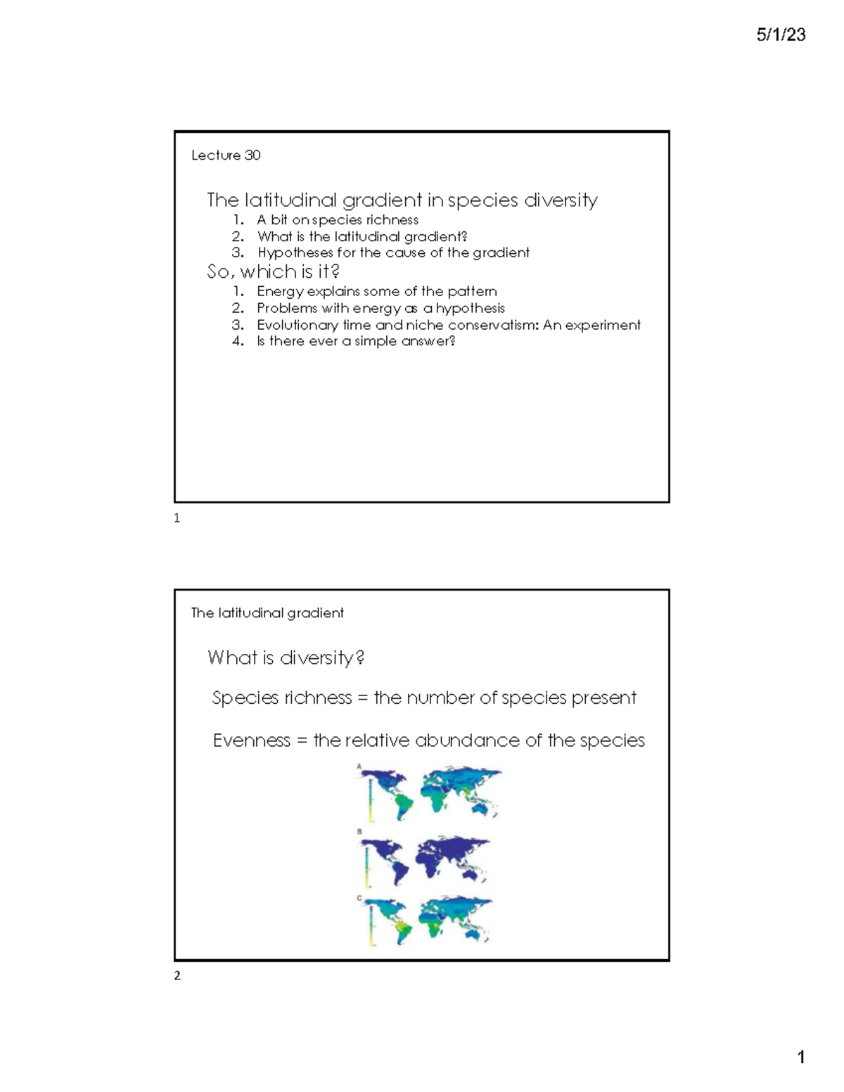 Lecture 30: Latitudinal Gradient in Species Diversity - Studocu