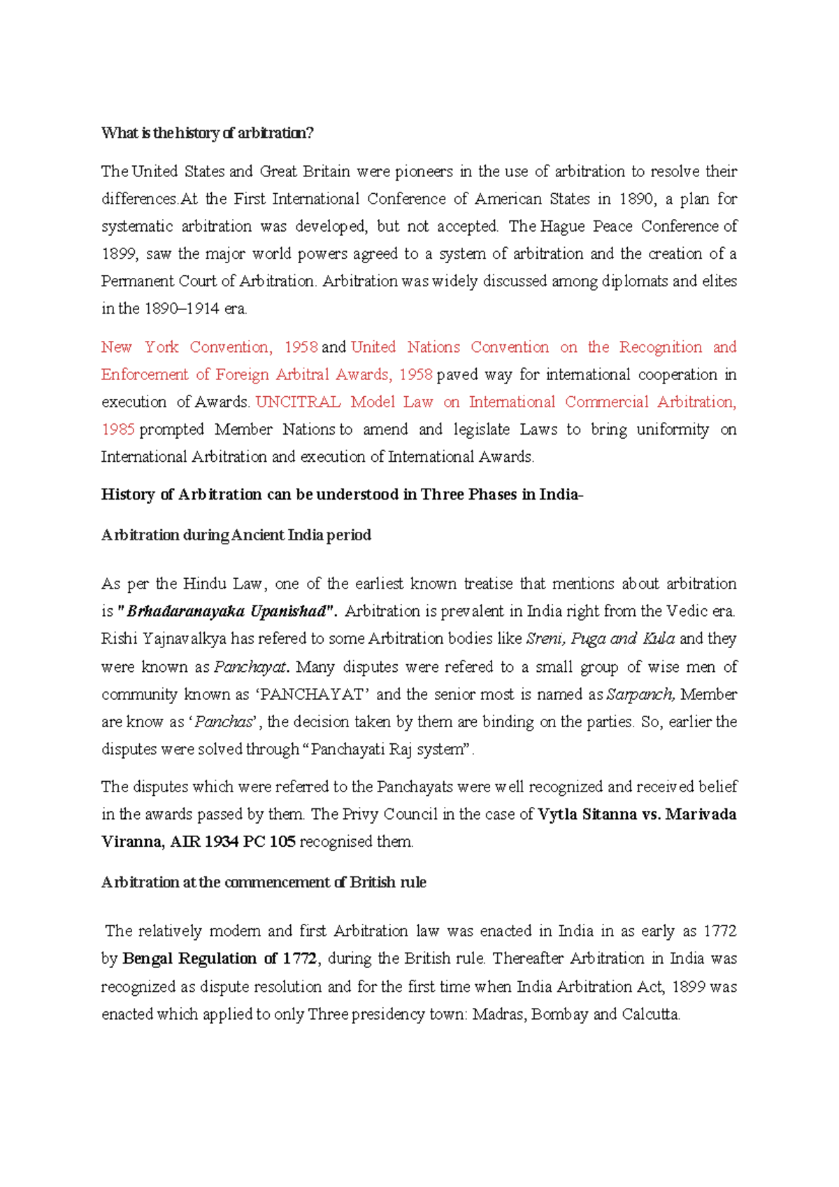 Chapter 5 - History and Development of Arbitration Law in India - Studocu