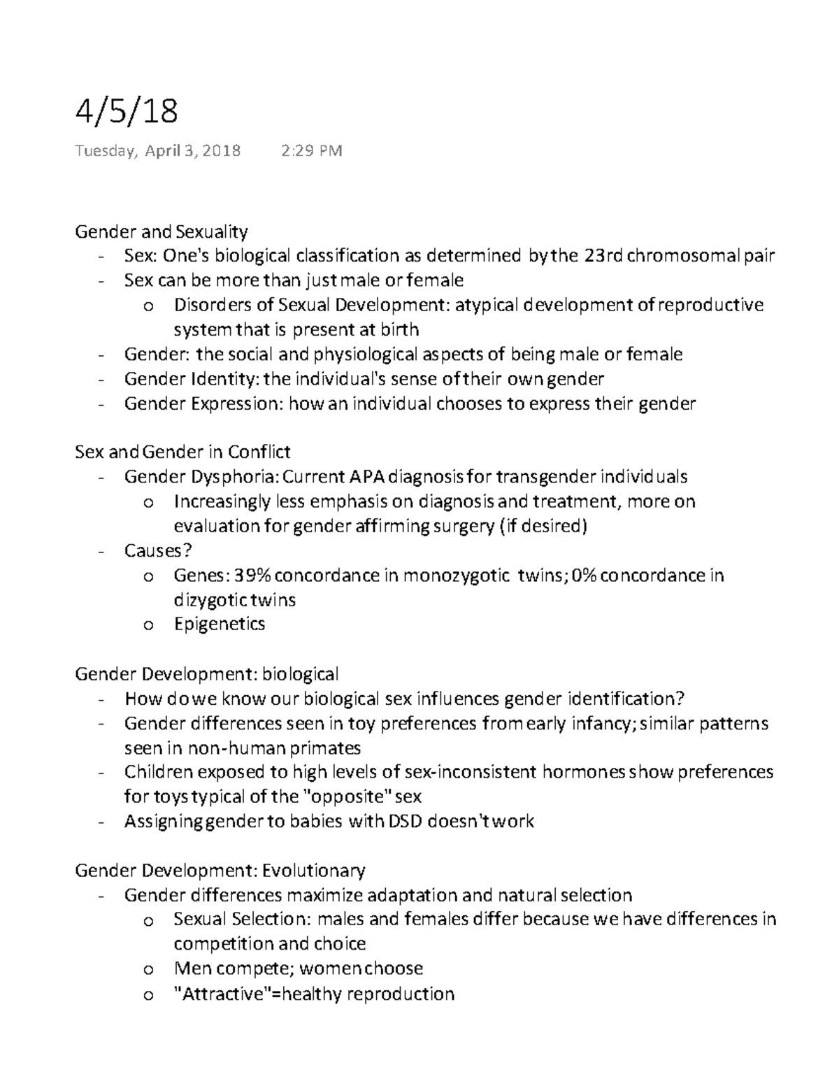 PSY 101 Final Exam Review: Gender and Sexuality Concepts - Studocu