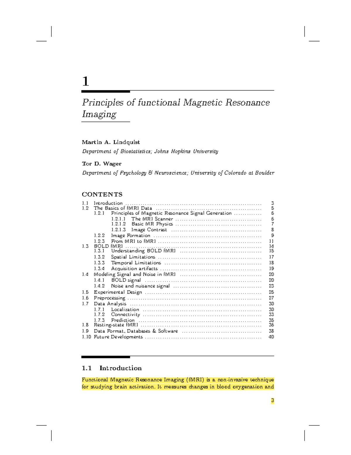 Principle of f MRI 1 - 1 Principles of functional Magnetic Resonance ...