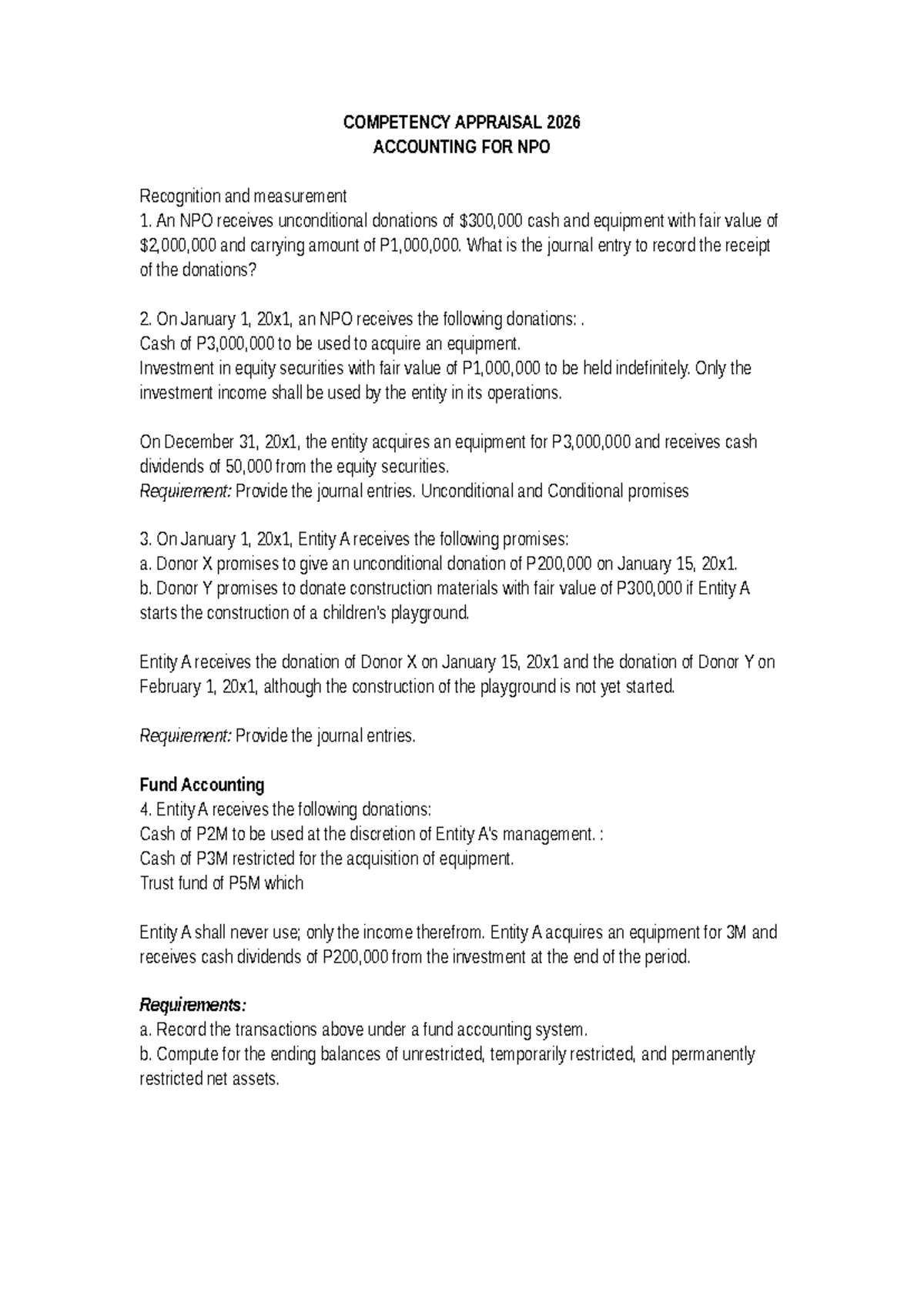 3 CA 2026 NPO Journal Entries for Donations and Fund Accounting - Studocu