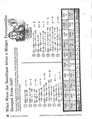 CC2 CC3 Review Challenge Worksheet Key: Solving Equations - Studocu