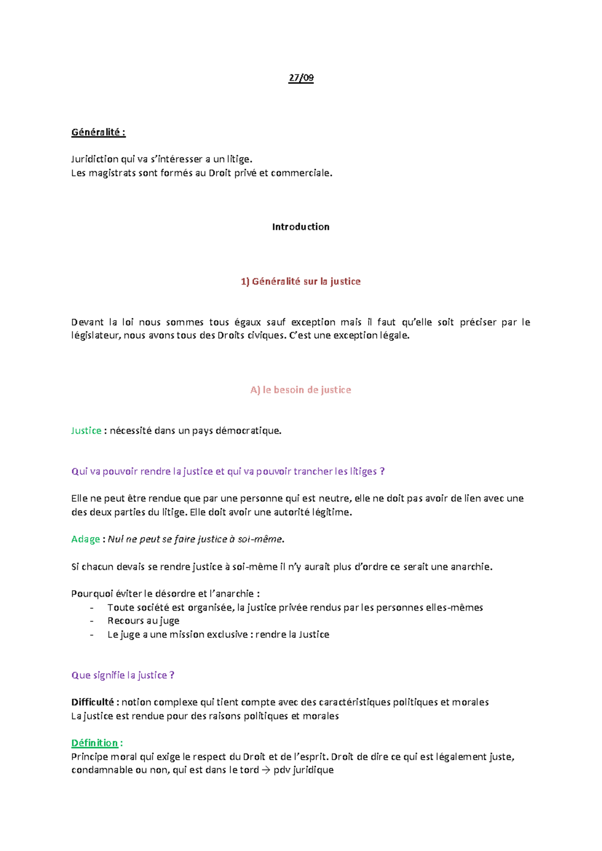 Institutions Juridictionnelles - Cours Complet sur le Droit et la ...