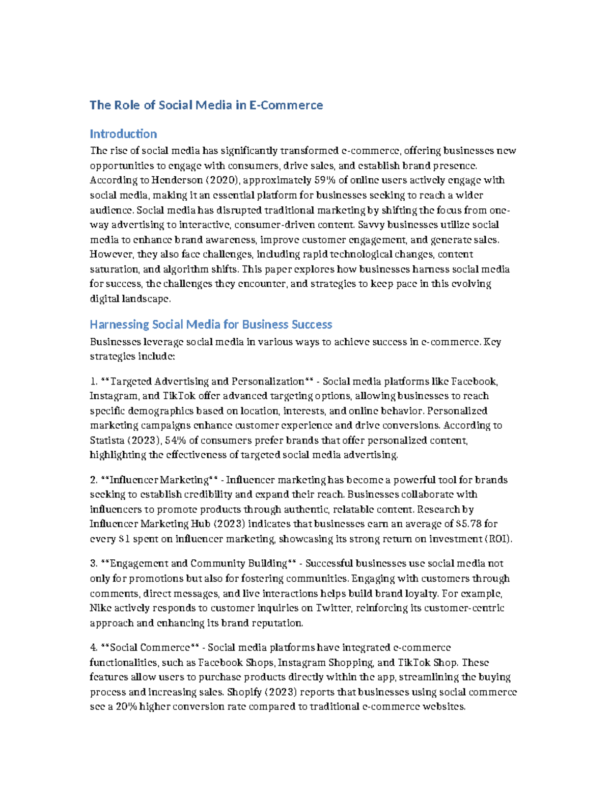 Social Media in E-Commerce - The Role of Social Media in E-Commerce ...
