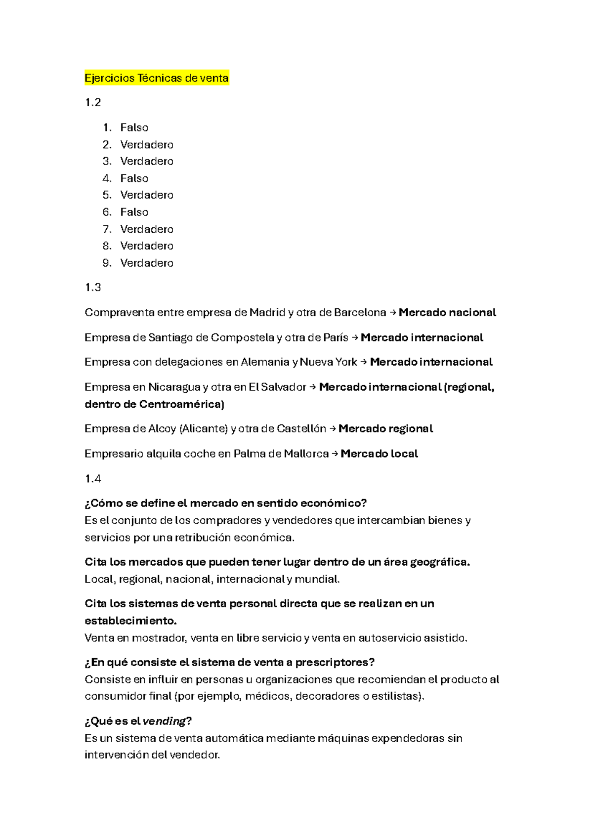 Ejercicios de Técnicas de Venta 1.2 - Análisis y Estrategias - Studocu