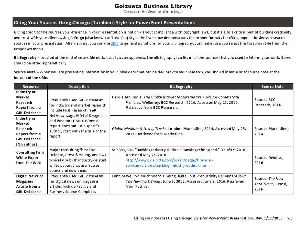 Chicago Citation Guide for PowerPoint Presentations: Citing Sources ...