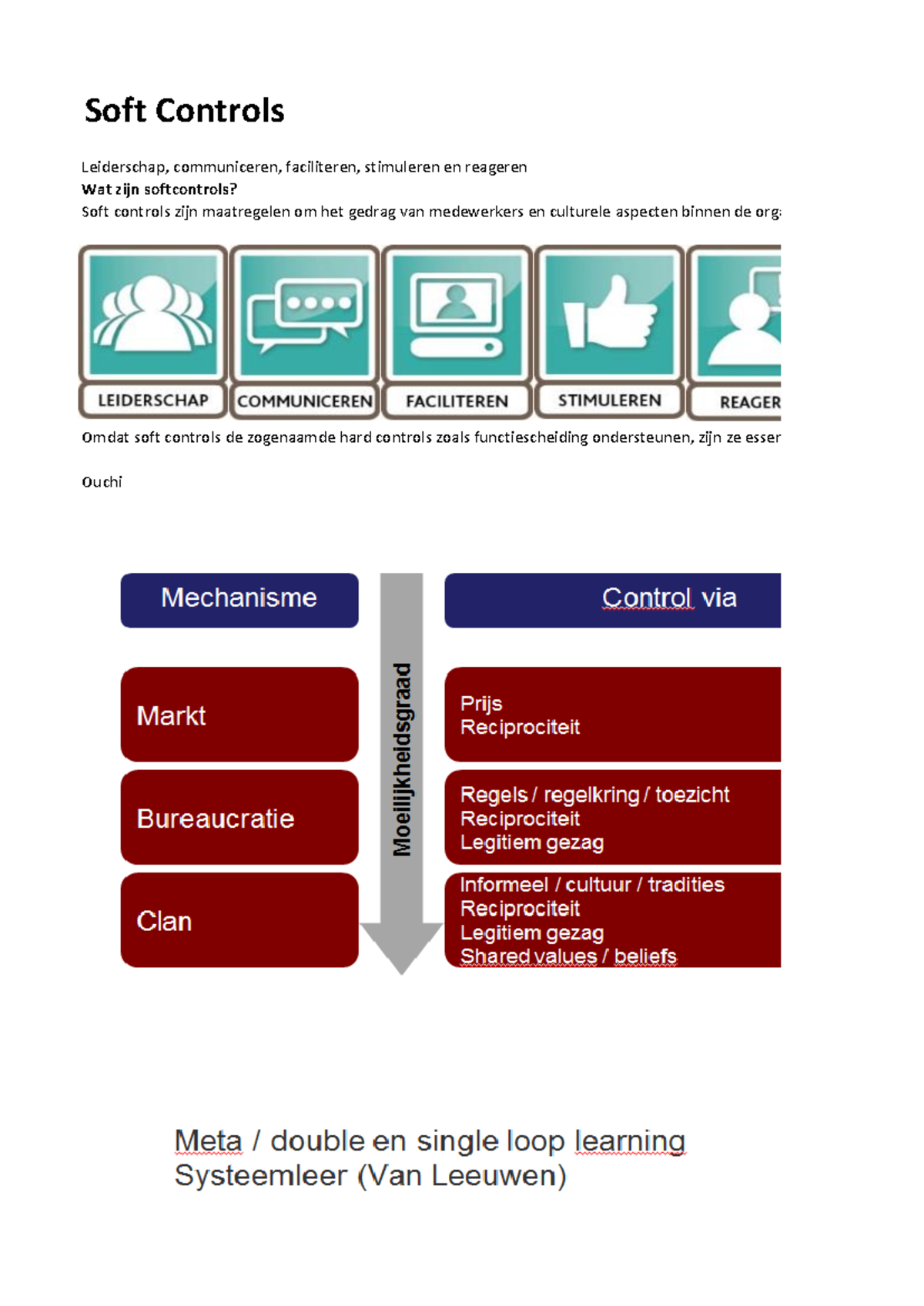 Samenvatting Soft Controls: Leiderschap en Cultuur in Organisaties ...