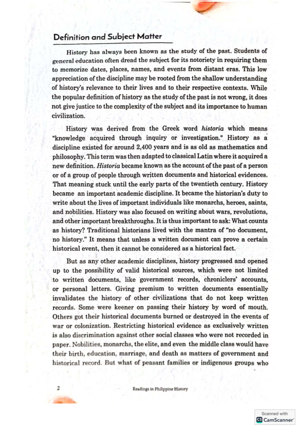 Chapter I: Understanding History - Definition, Issues, Sources, and ...