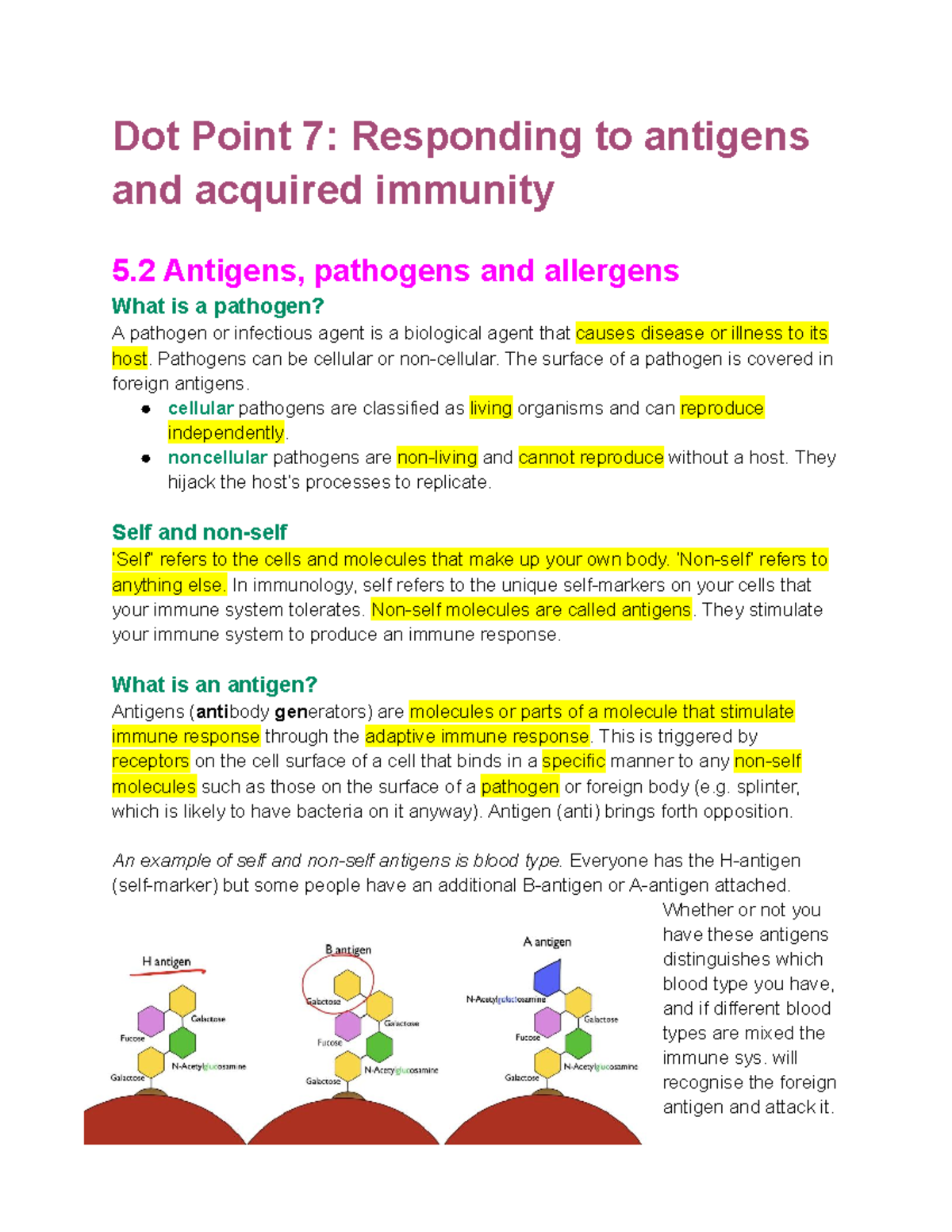 Unit 4 AOS 1: Antigens, Pathogens, and Acquired Immunity Overview - Studocu