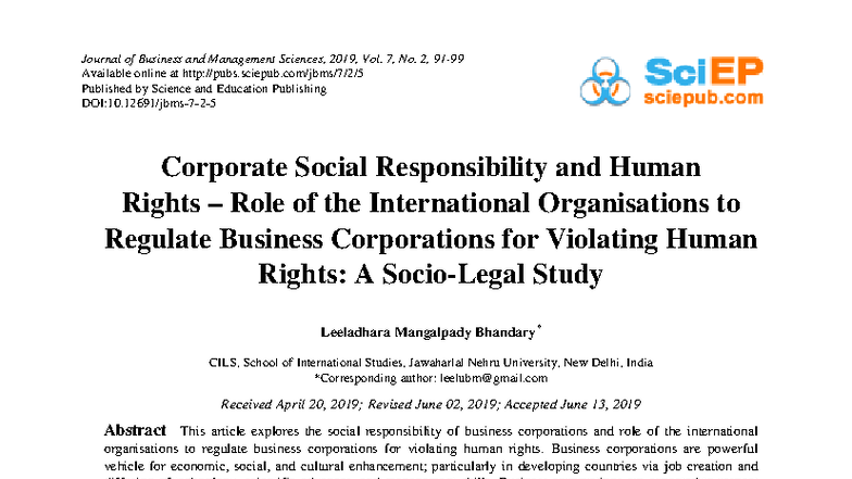 CILS 7.2: Corporate Social Responsibility & Human Rights in Business ...