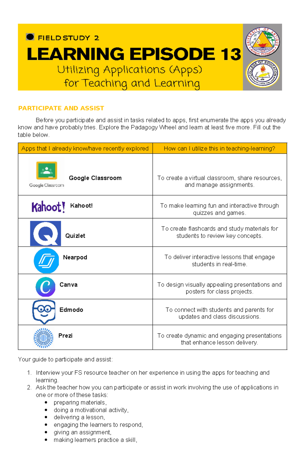 FS2 - Episode 13 - FS2 - PARTICIPATE AND ASSIST Before you participate ...
