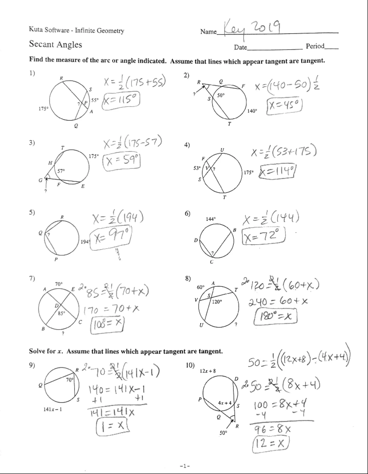 Secant Angles Worksheet - Frontline Review - Studocu