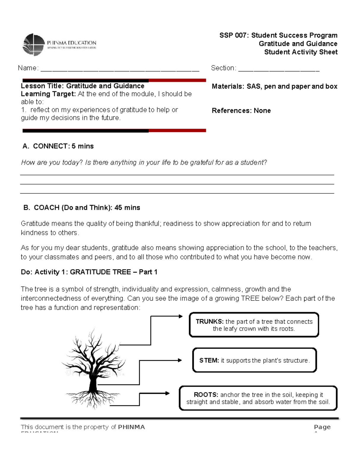 SSP 007: Gratitude and Guidance Student Activity Sheet - Studocu