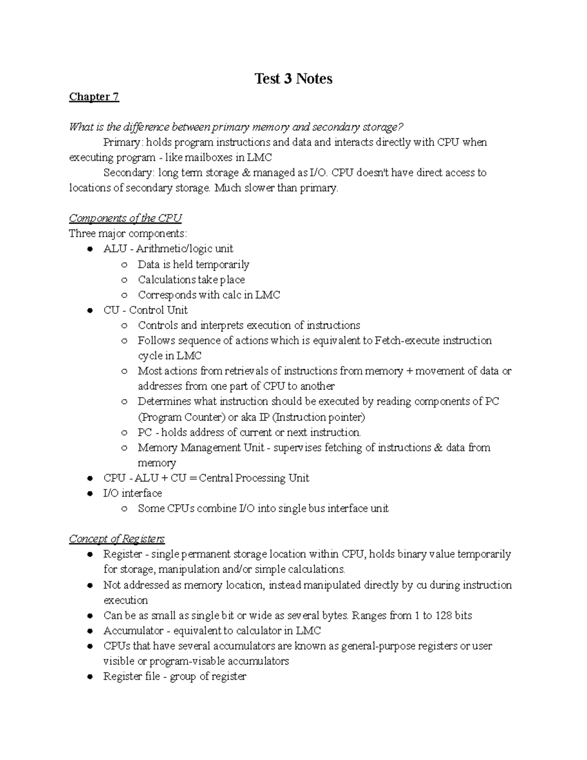 ITEC 1000 Test 3 Notes - Chapters 7, 9, 10 & 11 Summary - Studocu