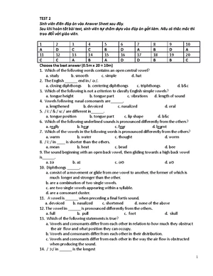 NQD High School Olympic Team Selection Test (NO.2) - Answer Key - Studocu