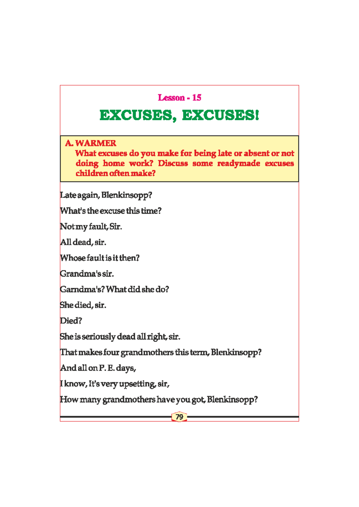 Excuses Excuses: Lesson 15 Overview and Activities - Studocu