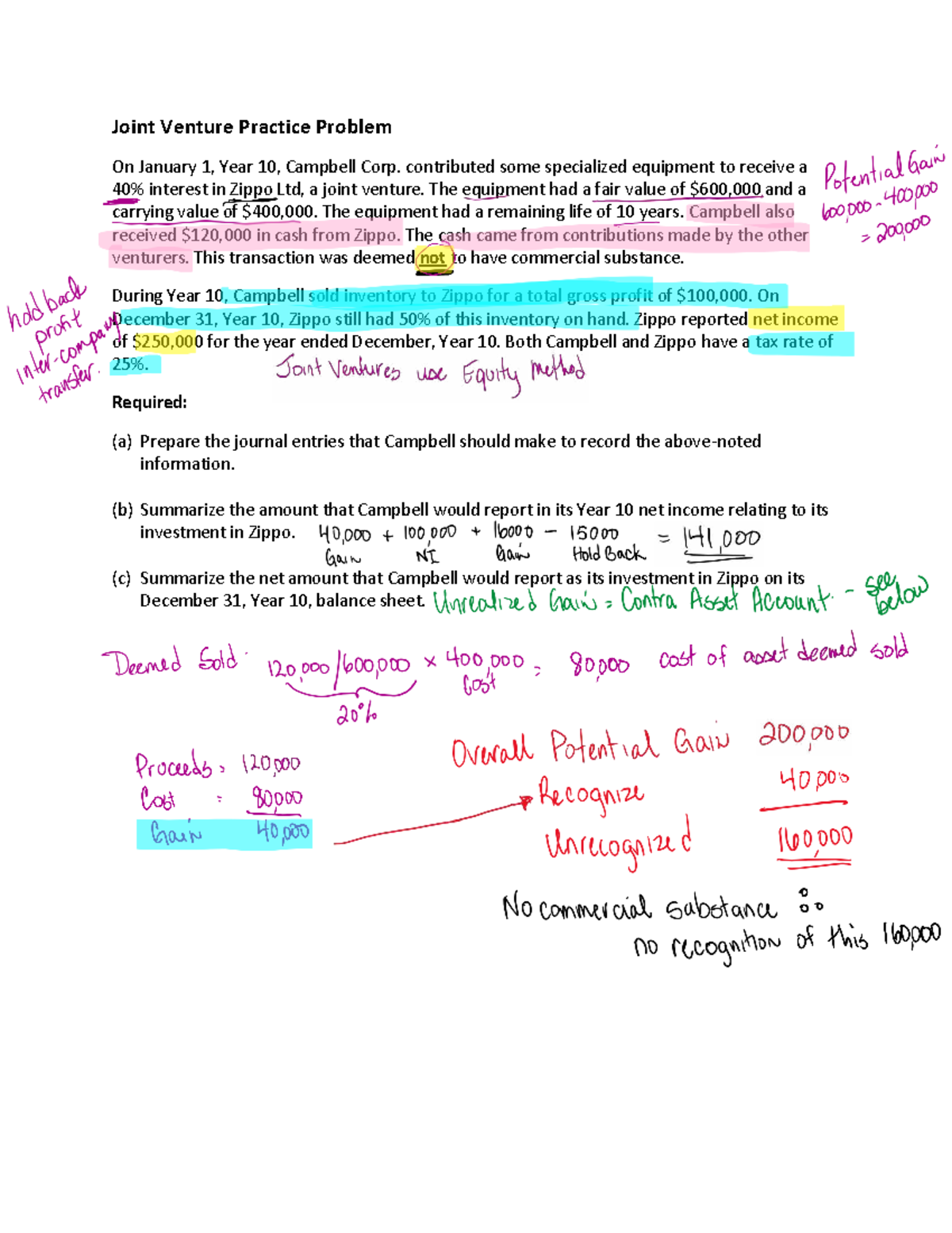 Joint Venture Practice Problem Solution (Course Code: JVPP 2025) - Studocu