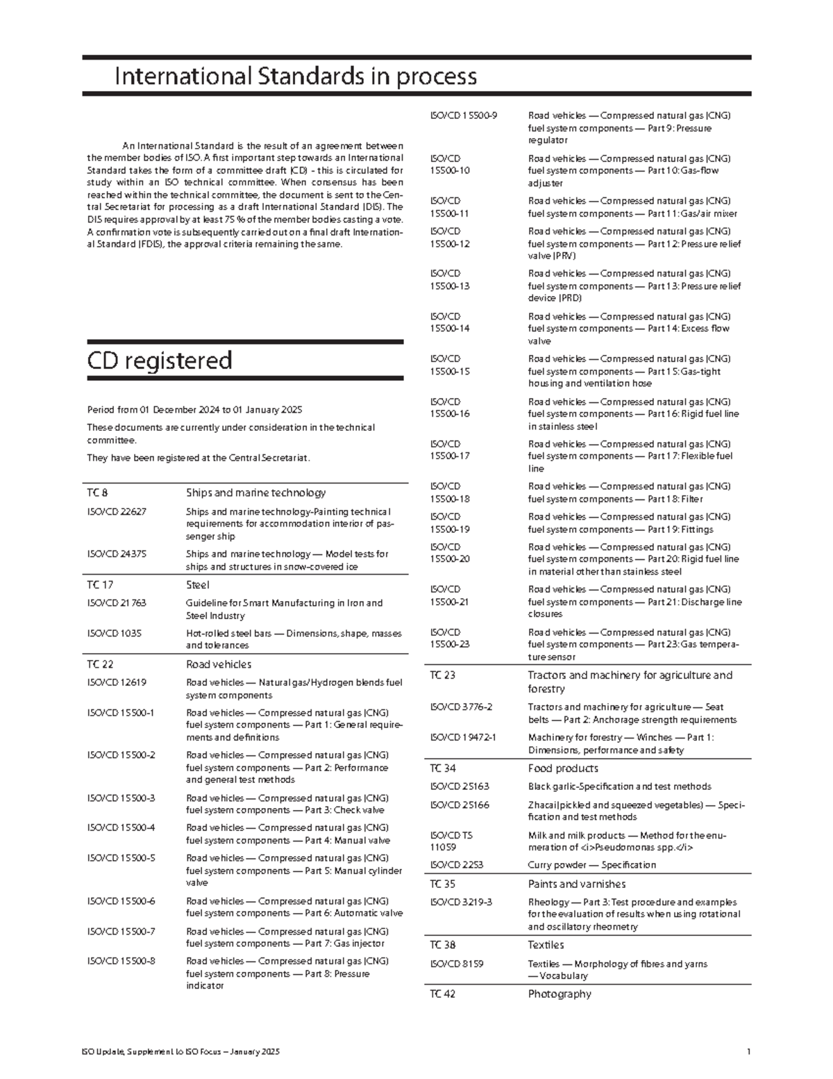 ISOupdate 202501 - tbc - International Standards in process An ...