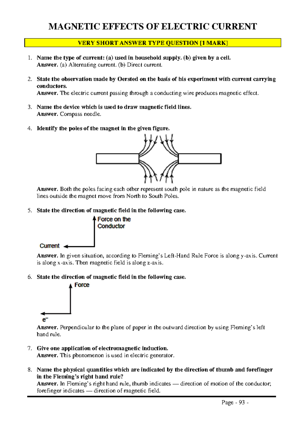 Magnetic Effects of Electric Current - MAGNETIC EFFECTS OF ELECTRIC ...
