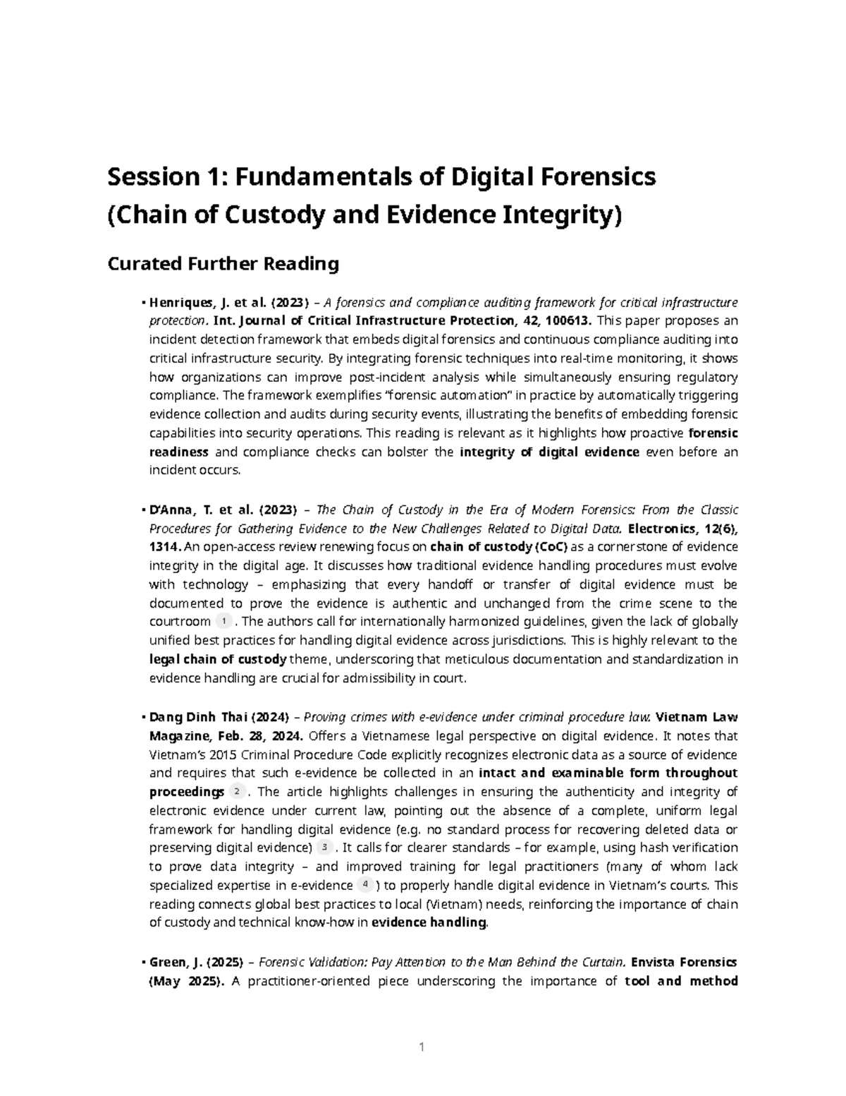 Session 1: Key Concepts in Digital Forensics and Evidence Integrity ...