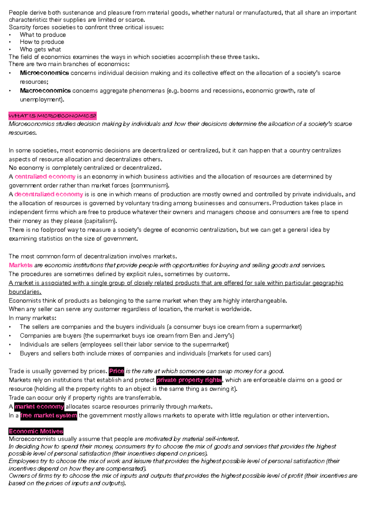 Microeconomics (ECON101) Final Exam Notes on Supply and Demand - Studocu