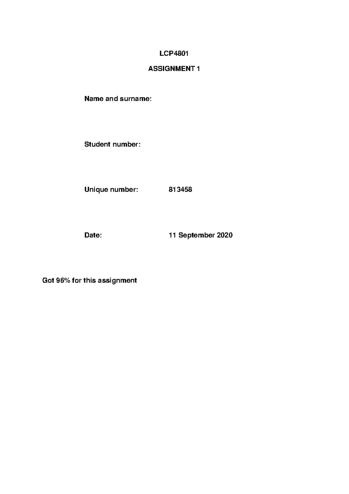 LCP4801 International Law Assignment 1 Analysis - Sem 2, 2020 - Studocu