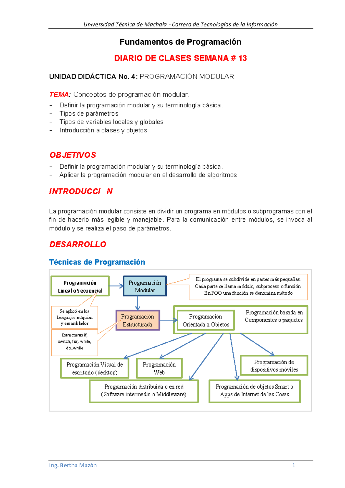 Clases Semana 13 - U4: Programación Modular y Objetos en JAVA - Studocu