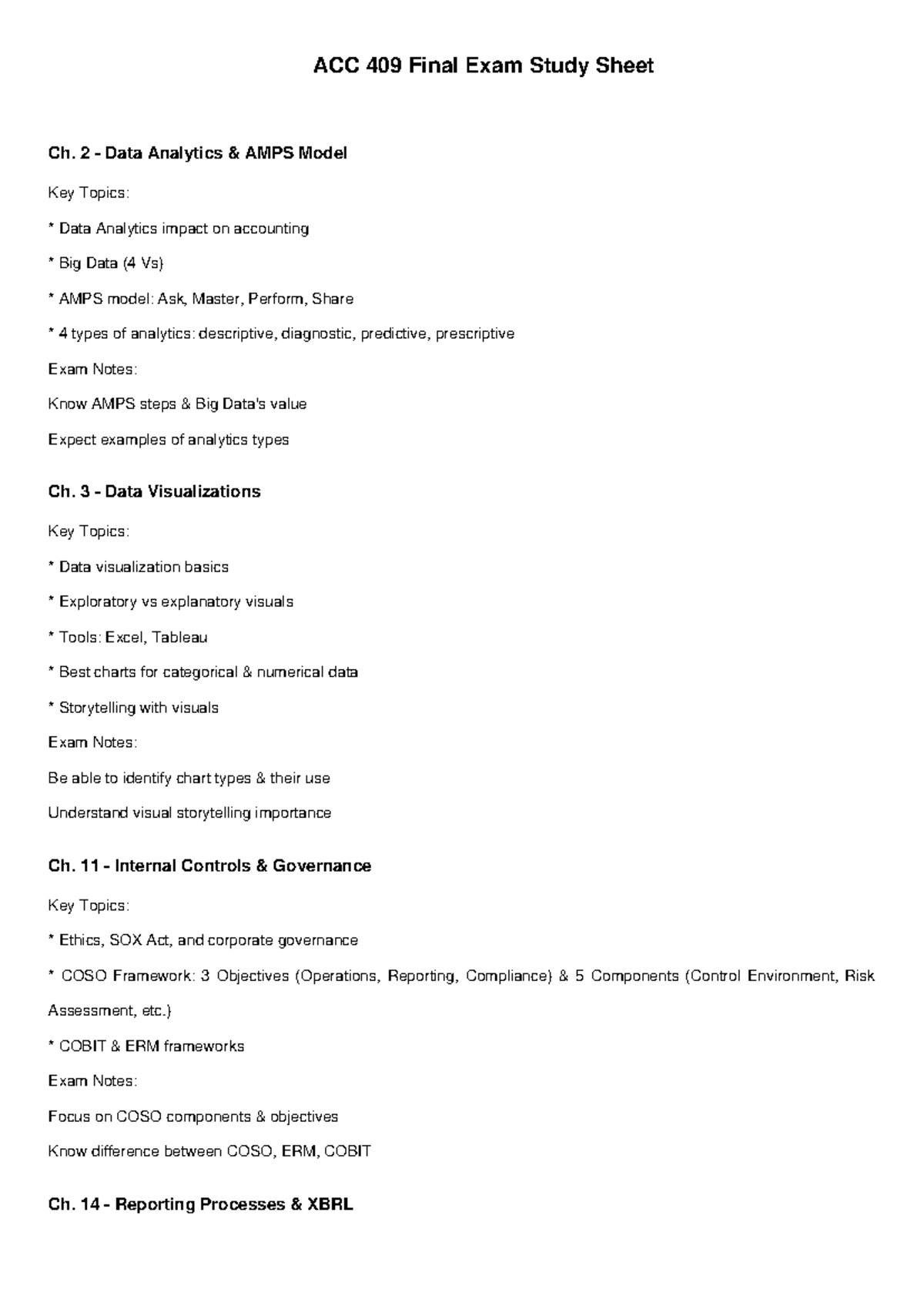 ACC 409 Final Exam Study Guide: Key Topics & Notes for Success - Studocu