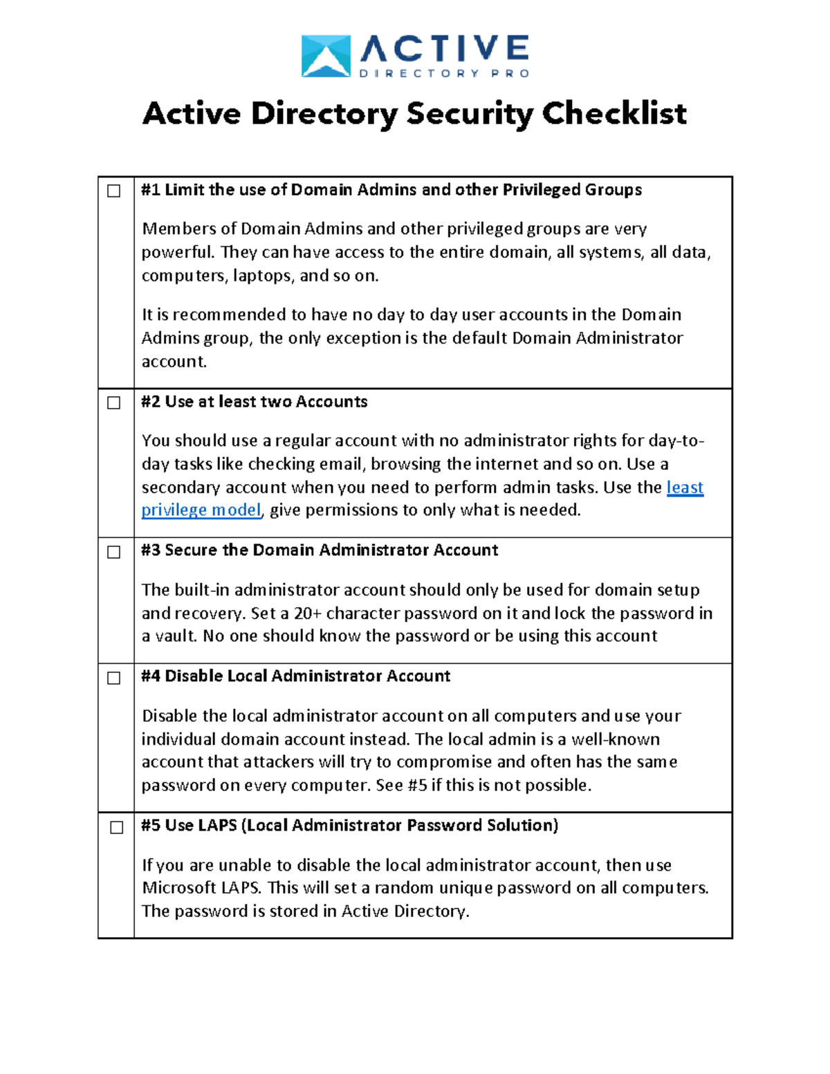 Active Directory Security Checklist: Best Practices for Domain Admins ...