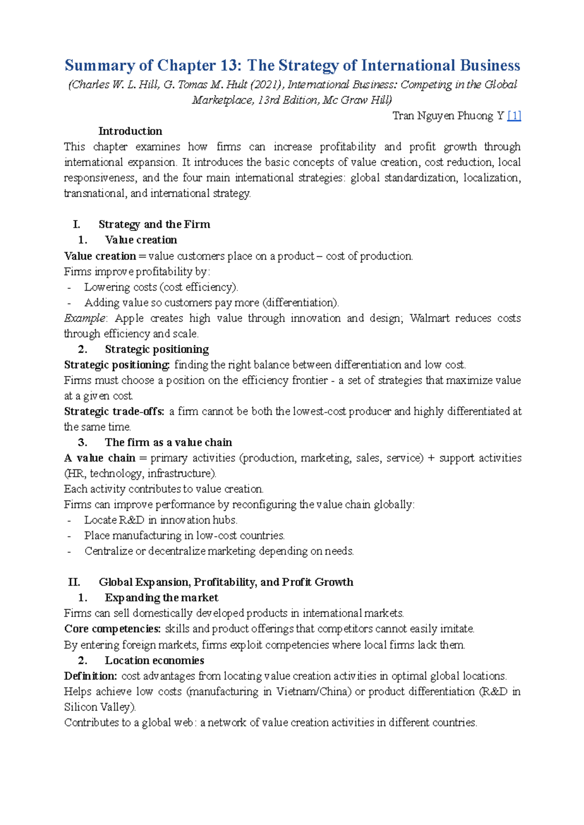 Summary of Chapter 13: International Business Strategies (IB 101) - Studocu