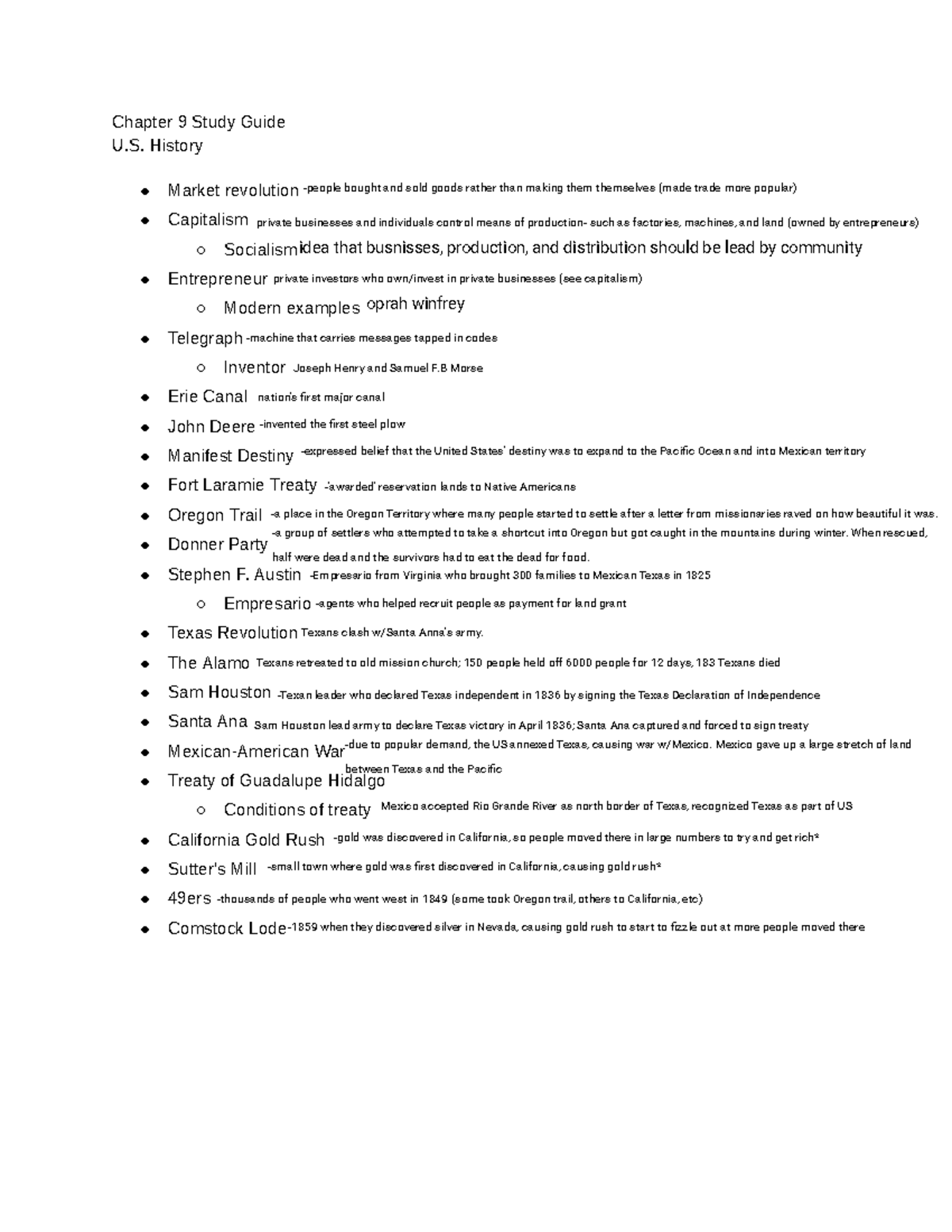 U.S. History Chapter 9 Study Guide: Key Topics & Concepts - Studocu