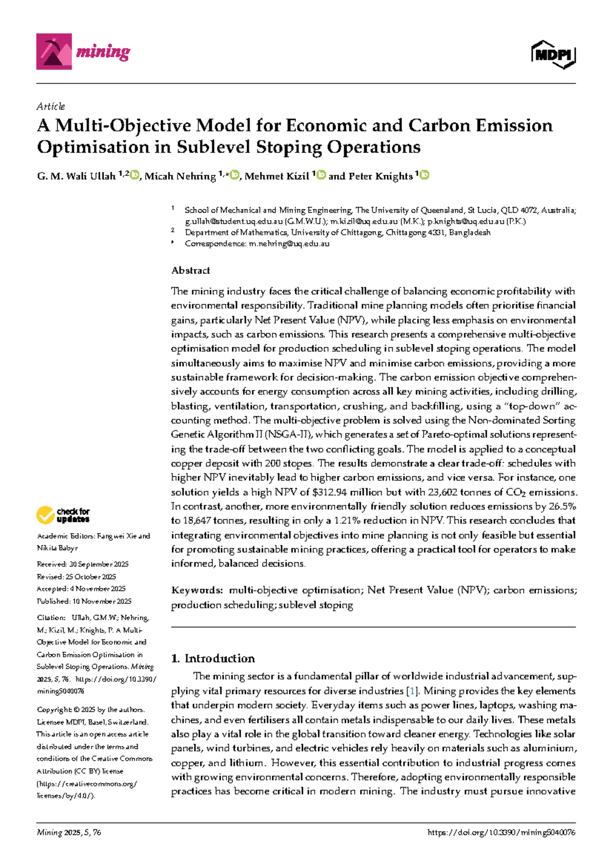 A Multi-Objective Model for Economic & Carbon Emission Optimisation in ...