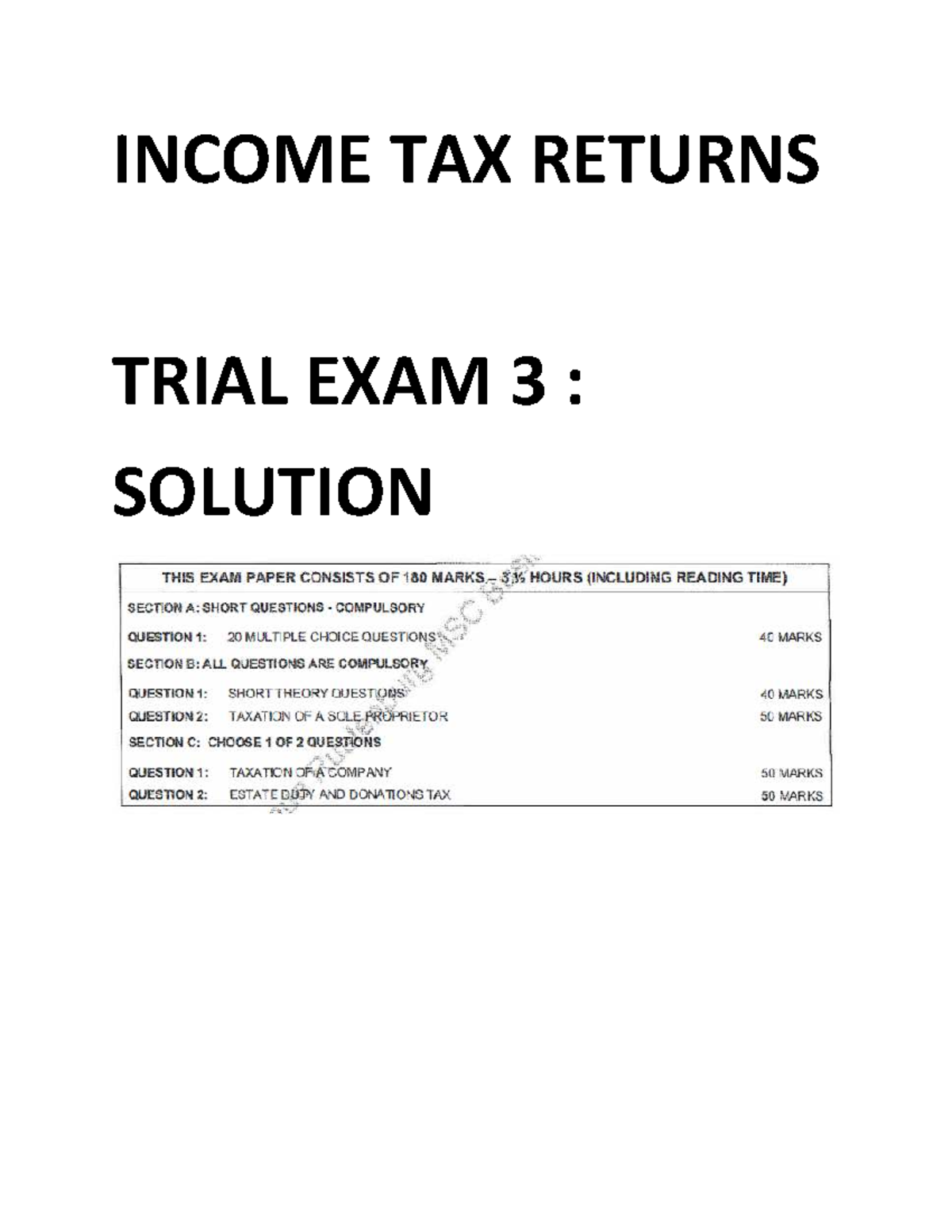 INCOME TAX RETURNS (ITRT) FINAL EXAM MEMORANDUM FEB 2021 - Studocu
