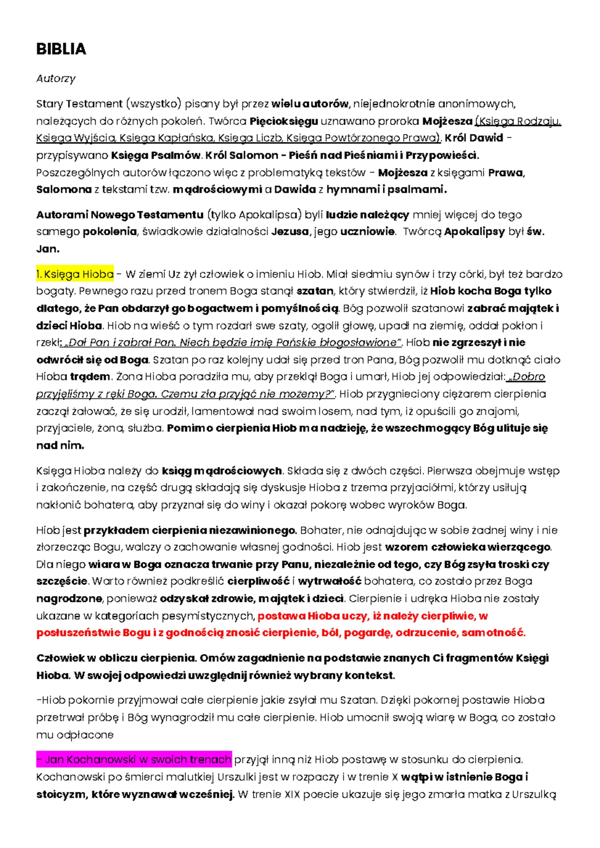 Biblia Język Polski Gimnazjum Sprawdzian www.studocu.com