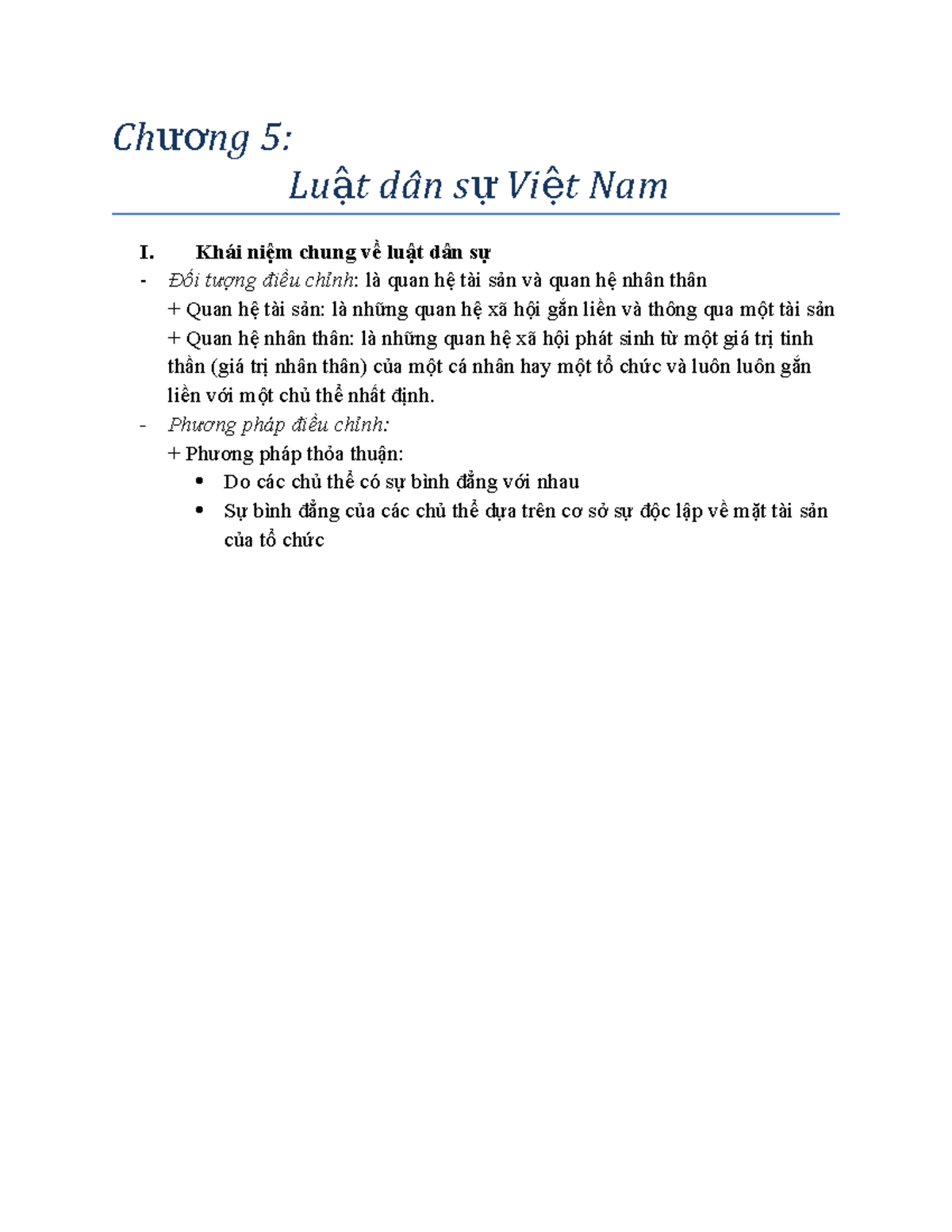Chương 5 - Hoàng Ngân - Chng 5: ươ Lut dân s Vit Nam ậựệ Iái niệm chung ...